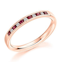Load image into Gallery viewer, 18K Rose Gold &amp; Ruby Half Eternity Ring 0.23 CTW - Pobjoy Diamonds