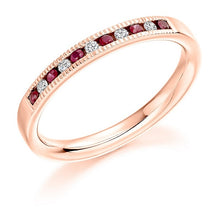Load image into Gallery viewer, 18K Rose Gold &amp; Ruby Half Eternity Ring 0.23 CTW - Pobjoy Diamonds