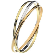 Load image into Gallery viewer, 9K Three Colour Gold D-Shape Ladies Russian Bangle - Pobjoy Diamonds
