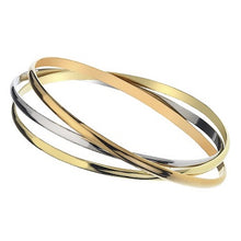 Load image into Gallery viewer, 9K Three Colour Gold D-Shape Ladies Russian Bangle - Pobjoy Diamonds
