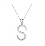 9K White Gold & Diamond Initial Pendant-S - Pobjoy Diamonds