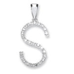 9K White Gold & Diamond Initial Pendant From Pobjoy Diamonds
