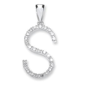 9K White Gold & Diamond Initial Pendant From Pobjoy Diamonds