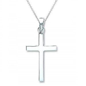 925 Silver Cross &  Belcher Chain - Pobjoy Diamonds