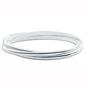 Silver Triple Faceted Ladies Bangle - Pobjoy Diamonds