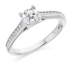 0.75 Carat Brilliant Round Cut Diamond Engagement Ring  From Pobjoy
