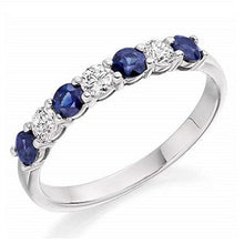 Load image into Gallery viewer, 950 Palladium Blue Sapphire &amp; Diamond Half Eternity Ring 0.60 CTW - Pobjoy Diamonds