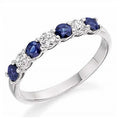 950 Palladium Blue Sapphire & Diamond Half Eternity Ring 0.60 CTW - Pobjoy Diamonds