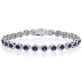 18K Gold 5.50 Carat Oval Sapphire & Diamond Tennis Bracelet - Pobjoy Diamonds