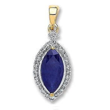 Load image into Gallery viewer, 9K White &amp; Yellow Gold Diamond &amp; Sapphire Pendant -Pobjoy Diamonds
