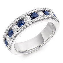 Load image into Gallery viewer, 18K White Gold Blue Sapphire &amp; Diamond Half Eternity Ring 1.65 CTW - Pobjoy Diamonds