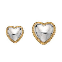 Load image into Gallery viewer, Sterling Silver &amp; Yellow Gold Plated Heart Stud Earrings - Pobjoy Diamonds