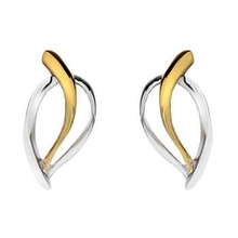 Load image into Gallery viewer, Sterling Silver &amp; Yellow Gold Plated Leaf Stud Earrings - Pobjoy Diamonds