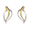 Sterling Silver & Yellow Gold Plated Leaf Stud Earrings - Pobjoy Diamonds