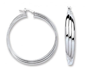 Large Sterling Silver Triple Hoop Earrings