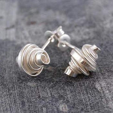 Load image into Gallery viewer, Handmade Silver Coil Stud Earrings - Pobjoy Diamonds