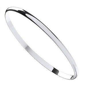 Sterling Silver D-Shape Ladies Solid Slave Bangle 4mm - Pobjoy Diamonds
