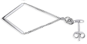 Silver Diamond Shape Drop Earrings - Pobjoy Diamonds