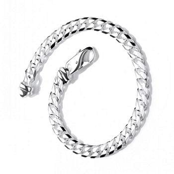 Gent's Silver Curb Medium Bracelet - Pobjoy Diamonds