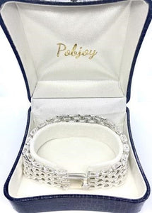 Sterling Silver Mens Heavy Link Bracelet - Pobjoy Diamonds
