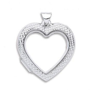 Sterling Silver Heart Ribbed Open Locket - Pobjoy Diamonds