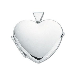 Silver Smooth Finish Heart Locket - Pobjoy Diamonds