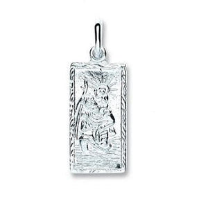 Pobjoy Sterling Silver Rectangle St Christopher Childs Pendant 
