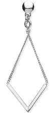 Load image into Gallery viewer, Silver Diamond Shape Drop Earrings - Pobjoy Diamonds