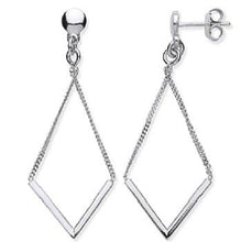Load image into Gallery viewer, Silver Diamond Shape Drop Earrings - Pobjoy Diamonds
