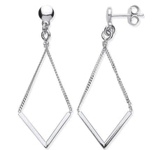 Load image into Gallery viewer, Silver Diamond Shape Drop Earrings - Pobjoy Diamonds