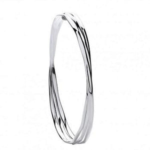 Silver Triple Faceted Ladies Bangle - Pobjoy Diamonds
