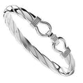 Sterling Silver Mens Solid Twist Hook Bracelet - Pobjoy Diamonds