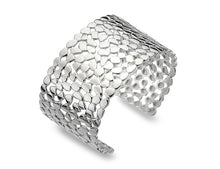 Load image into Gallery viewer, Sterling Silver Lattice &amp; Shapes Wide Cuff Bangle - Pobjoy Diamonds