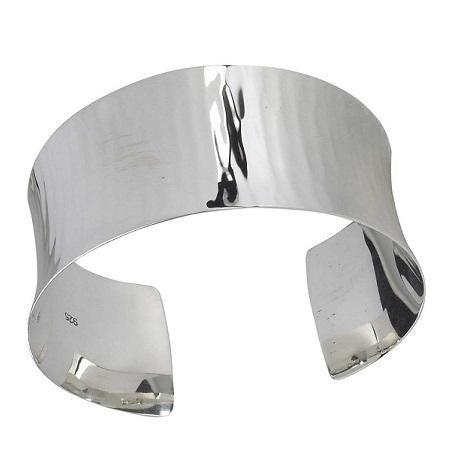 925 Sterling Silver Broad Cuff Bangle - Pobjoy Diamonds