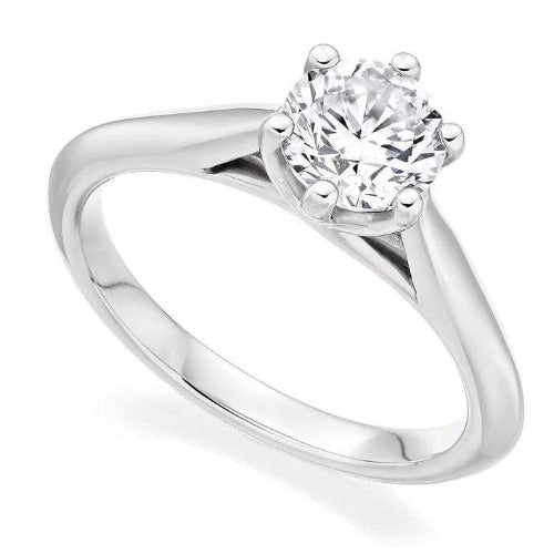 18K Gold Round Brilliant Cut 1.00 Carat Lab Grown Diamond Ring E/VVS2 - Pobjoy Diamonds