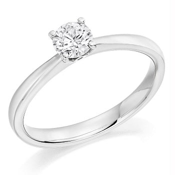 18K White Gold 0.40 carat Round Brilliant Cut Solitaire Diamond Ring G/VS2-Lambourn - Pobjoy Diamonds