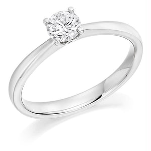 18K White Gold 0.40 carat Round Brilliant Cut Solitaire Diamond Ring G/VS2-Lambourn - Pobjoy Diamonds