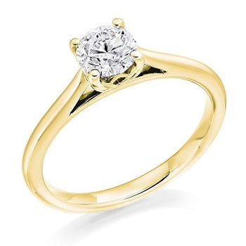 18K Gold 1.00 Carat Round Brilliant Cut Solitaire Lab Grown Diamond Ring H/Si1 - Pobjoy Diamonds