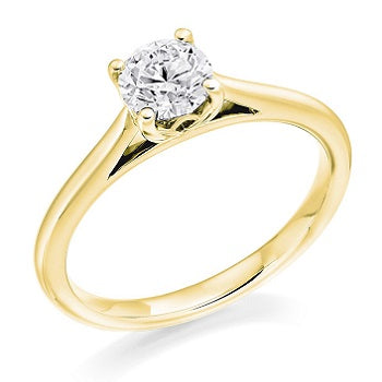 18K Yellow Gold 0.50 Carat Round Brilliant Cut Solitaire Diamond Ring F/VS2-Arundel - Pobjoy Diamonds