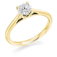 Load image into Gallery viewer, 18K Yellow Gold 0.50 Carat Round Brilliant Cut Solitaire Diamond Ring F/VS2-Arundel - Pobjoy Diamonds