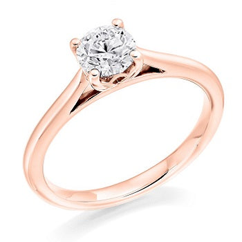 18K Rose Gold 0.50 Carat Round Brilliant Cut Solitaire Diamond Ring-Arundel F/VS2 - Pobjoy Diamonds