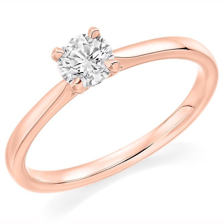 18K Gold 0.75 Carat Round Brilliant Cut Solitaire Diamond Ring-Pobjoy
