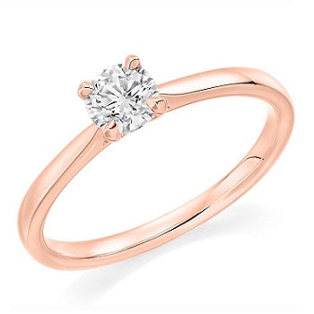 18K Gold 0.75 Carat Round Brilliant Cut Solitaire Diamond Ring-Pobjoy