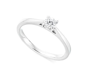 18K White Gold 0.31 Carat Round Brilliant Cut Solitaire Diamond Ring F/Si1-Tortola - Pobjoy Diamonds