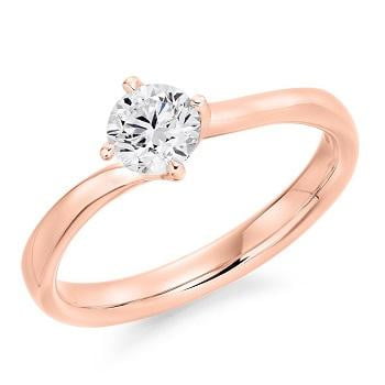 14K Rose Gold 0.50 Carat Round Brilliant Cut Solitaire Lab Grown Diamond Ring I/VS2+ - Pobjoy Diamonds