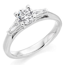 Load image into Gallery viewer, 950 Platinum Solitaire &amp; Baguette Diamond Engagement Ring 1.10 CTW F/VS1 - Pobjoy Diamonds