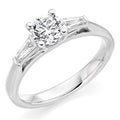Platinum Solitaire & Baguette Diamond Engagement Ring 1.45 CTW F/VS1 - Pobjoy Diamonds