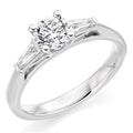 950 Platinum Solitaire & Baguette Diamond Engagement Ring 1.50 CTW E/VS1 - Pobjoy Diamonds