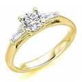18K Yellow Gold Solitaire & Baguette Diamond Engagement Ring 1.10 CTW G/Si1 - Pobjoy Diamonds
