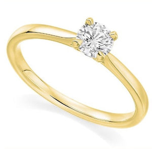 18K Yellow Gold 0.70 Carat Round Brilliant Cut Solitaire Diamond Ring-Pobjoy Diamonds